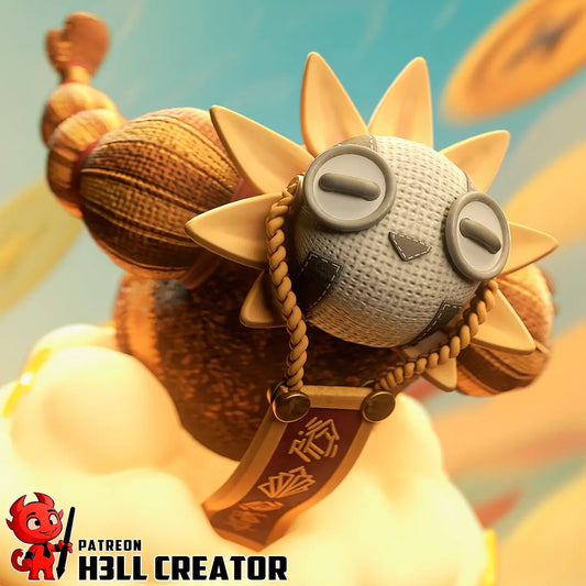 Esquie fan art plush toy statue on cloud base with button eyes
