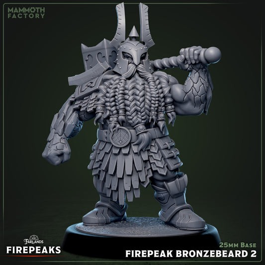 Firepeak Bronzebeard resin dwarf miniature warrior with hammer and armor