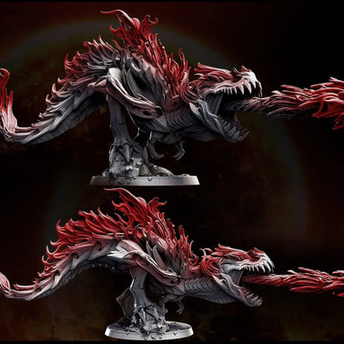 Resin fire-breathing dinosaur-like creature