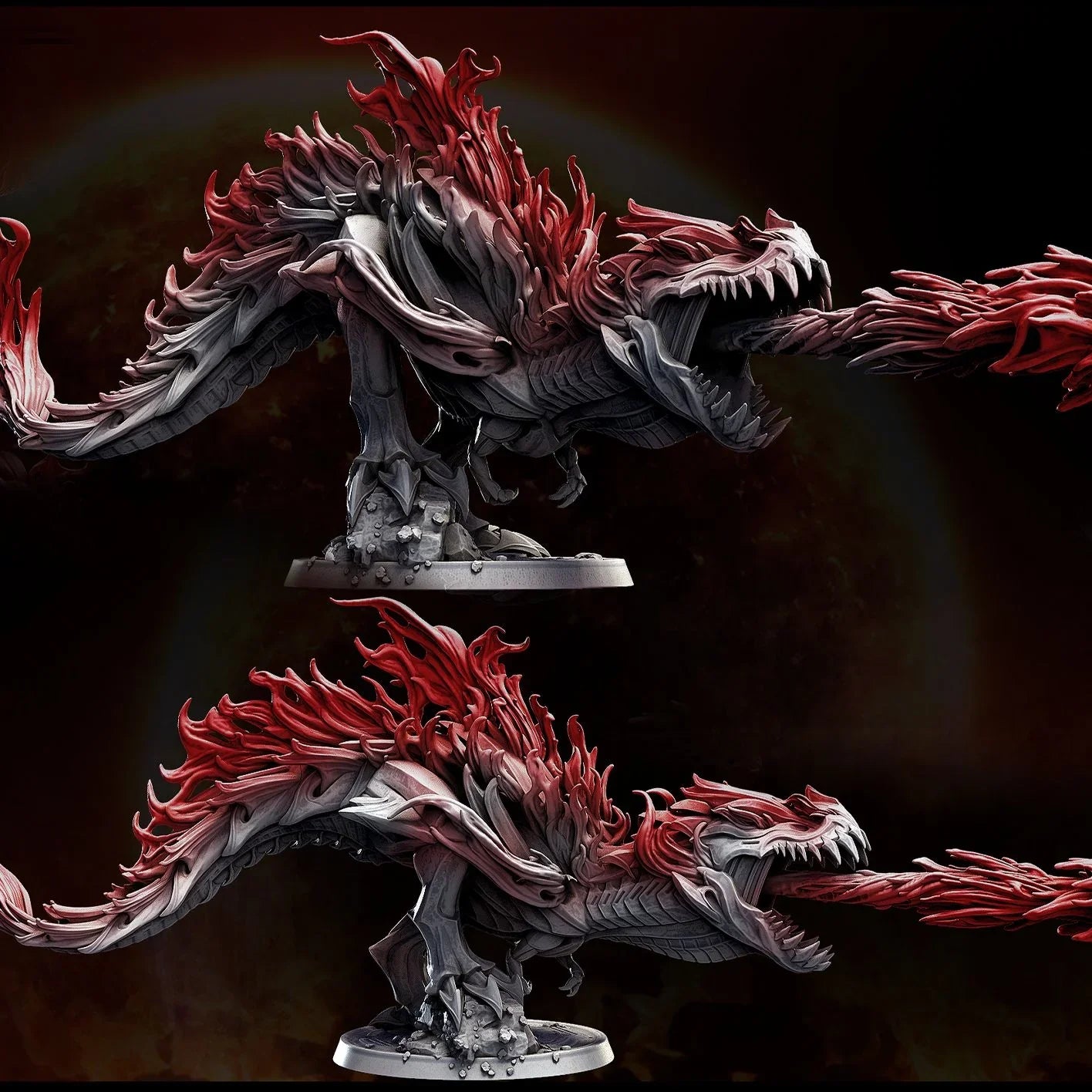 Resin fire-breathing dinosaur-like creature