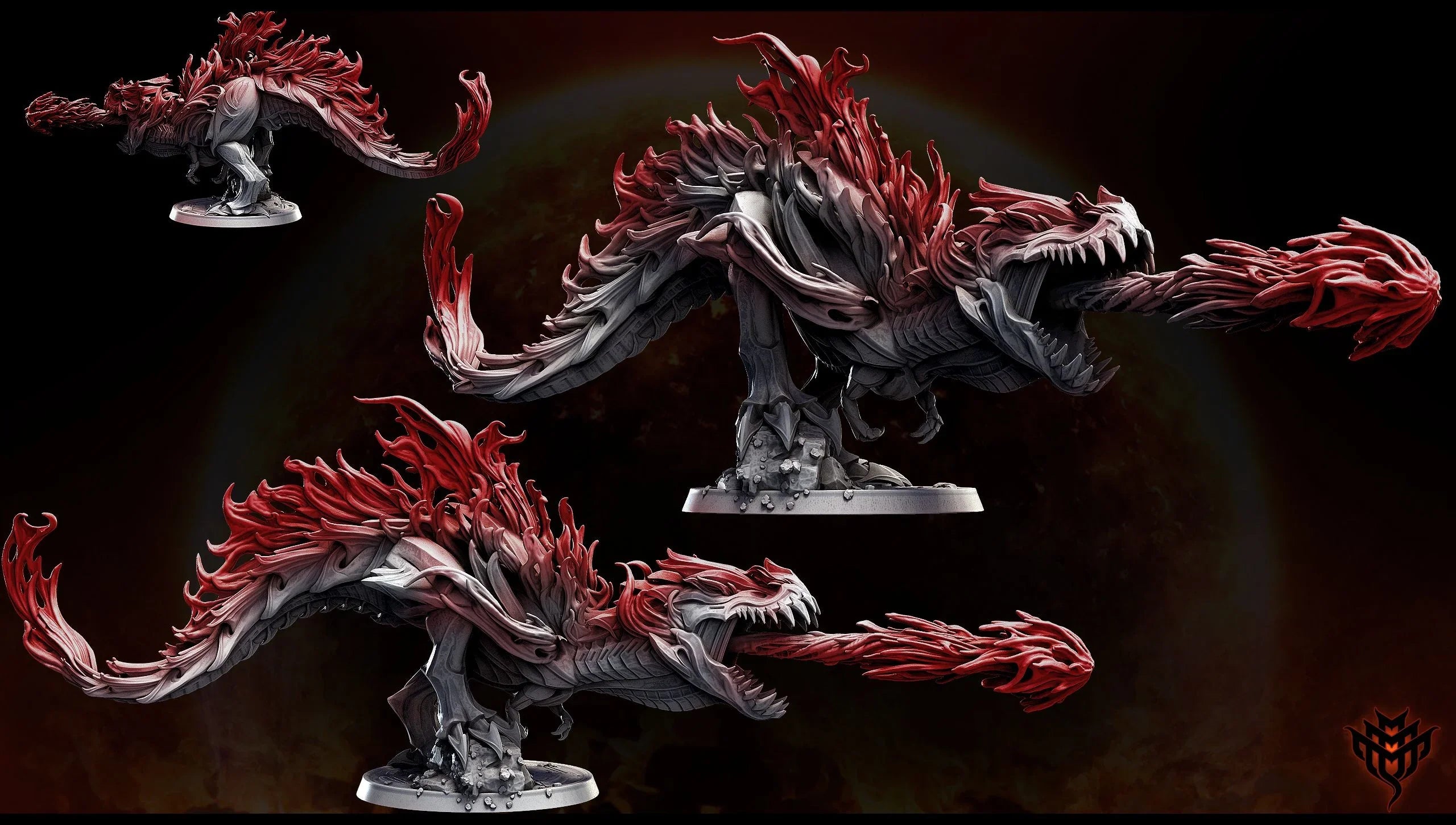 Blue Fire Rex Forged Fire Rex – Flamebreath Resin T-Rex Miniature – D&K Custom Prints
