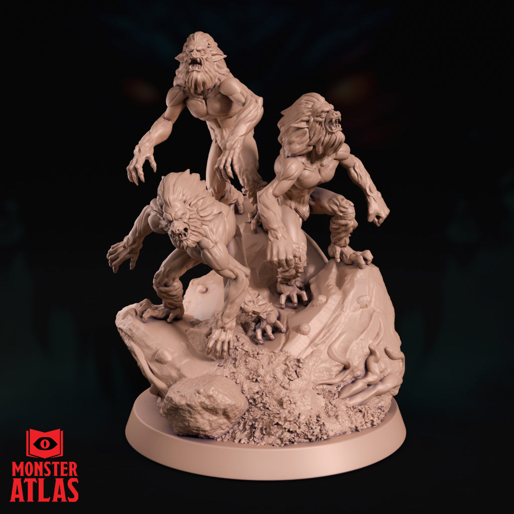 Gibberling Swarm resin miniature pack of feral humanoid monsters on scenic base for tabletop RPG encounters