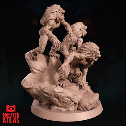 Gibberling Swarm resin miniature pack of feral humanoid monsters on scenic base for tabletop RPG encounters