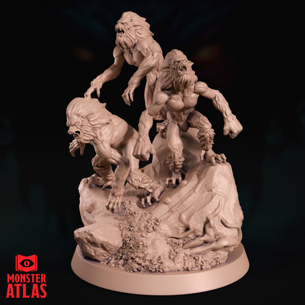 Gibberling Swarm resin miniature pack of feral humanoid monsters on scenic base for tabletop RPG encounters