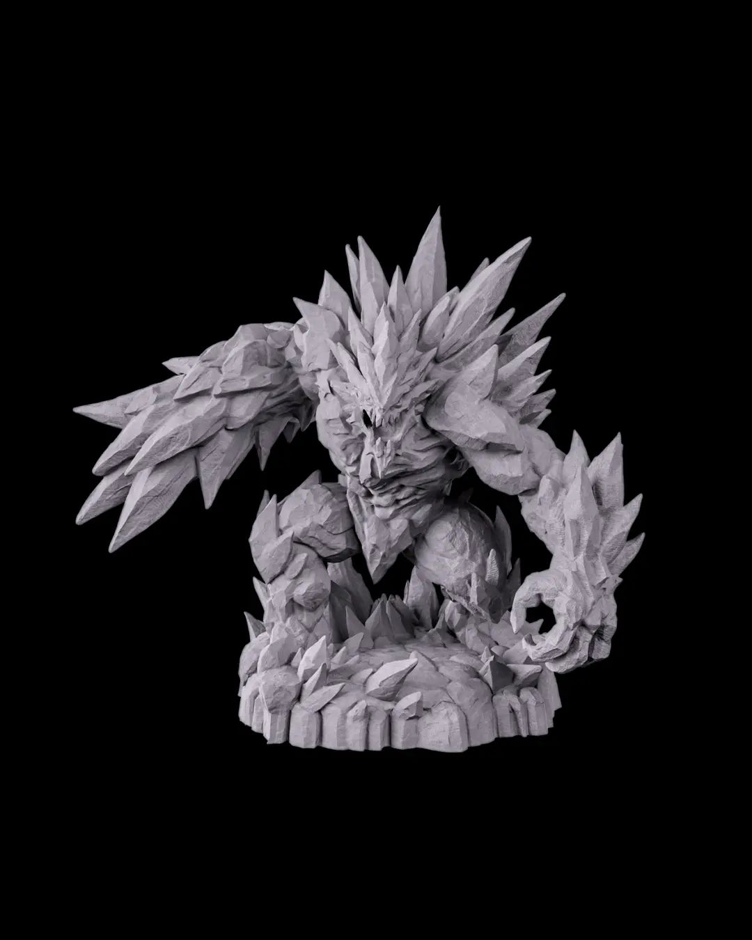 resin printed fantasy figurine on a black background