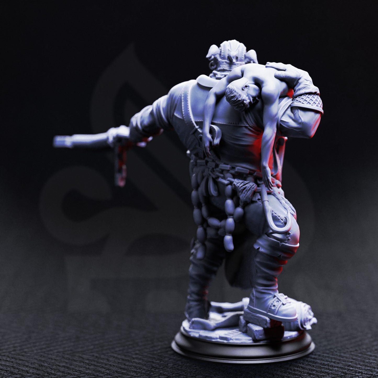 Gunthrak Destraz Half-Orc Vampiric Chef resin miniature, brutal vampire orc with oversized cleaver – gothic TTRPG boss villain