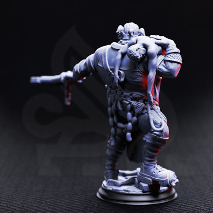 Gunthrak Destraz Half-Orc Vampiric Chef resin miniature, brutal vampire orc with oversized cleaver – gothic TTRPG boss villain