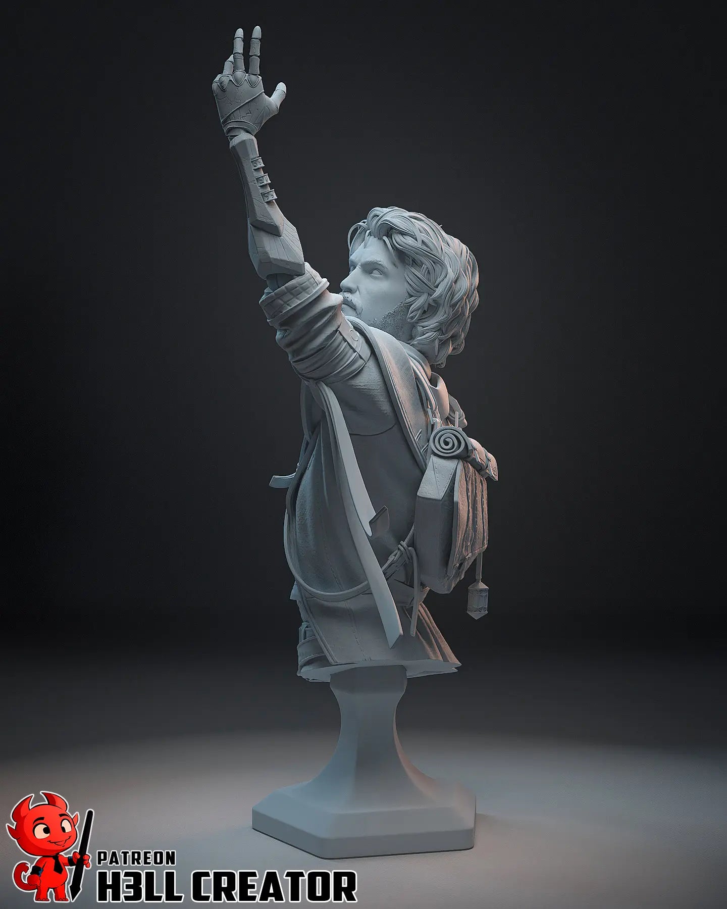 Gustave statue and bust fan art from Clair Obscur: Expedition 33 – 3D printed resin figure in spellcasting pose with lightning and detailed clothing.