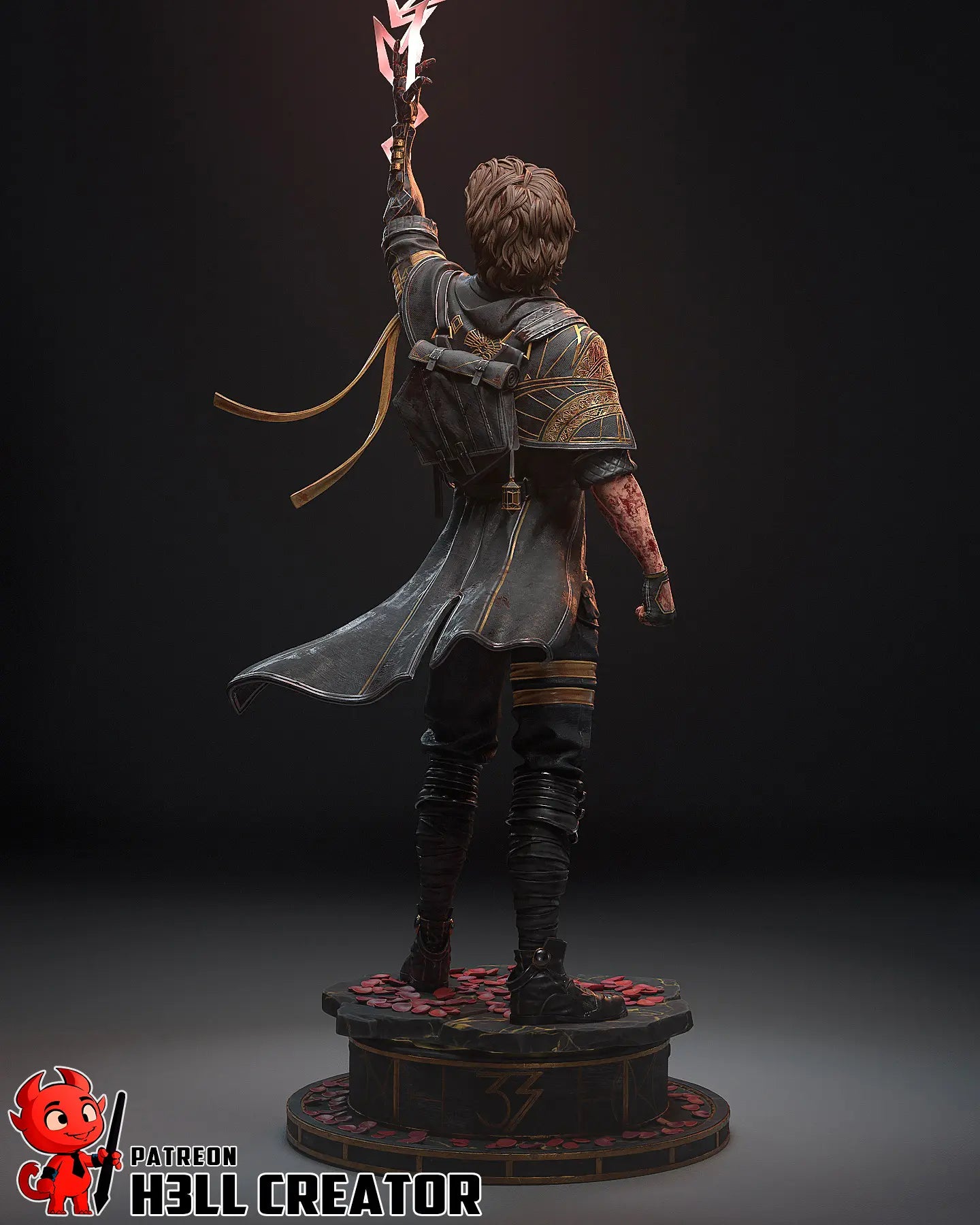 Gustave statue and bust fan art from Clair Obscur: Expedition 33 – 3D printed resin figure in spellcasting pose with lightning and detailed clothing.