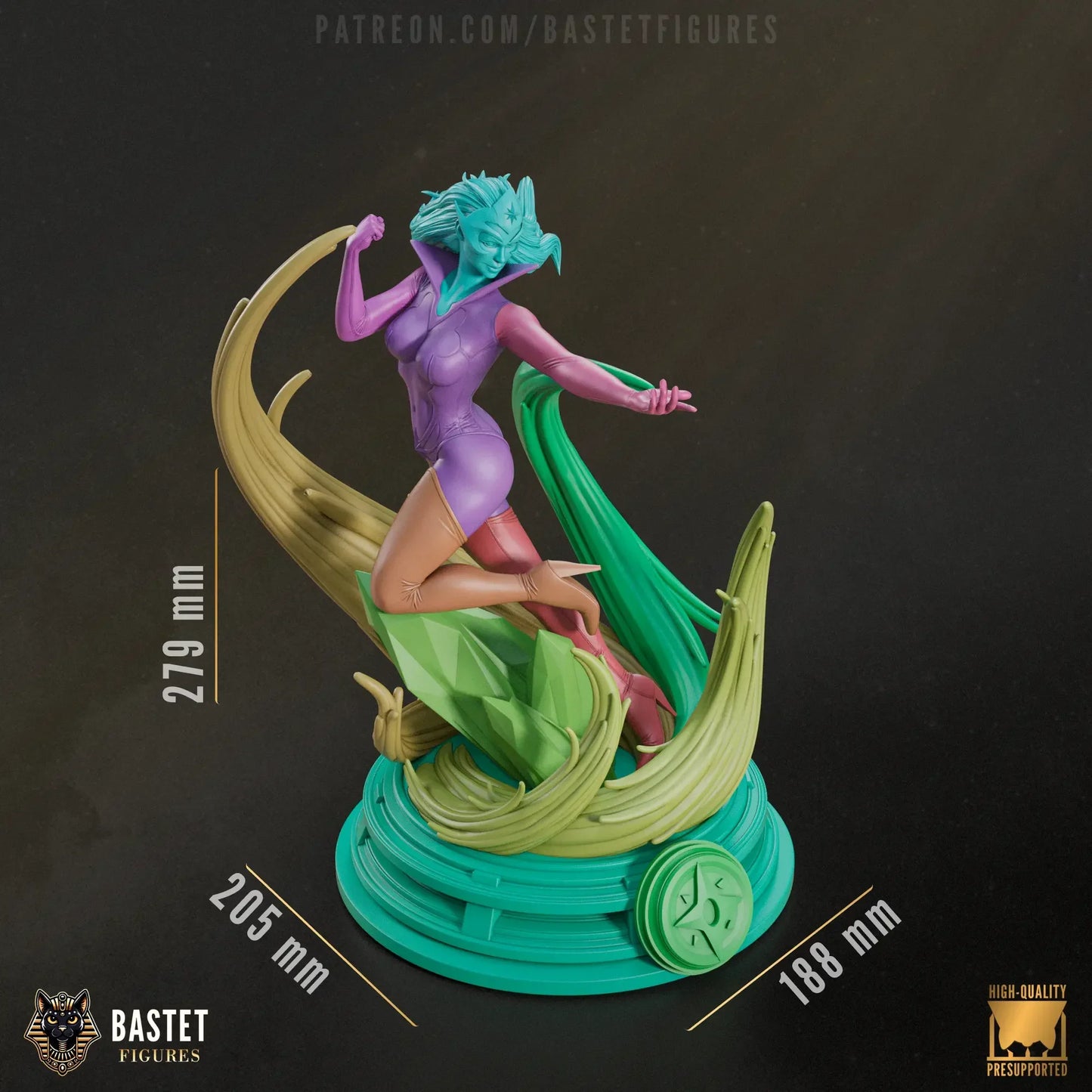 Dimensions diagram of full Star Sapphire figure