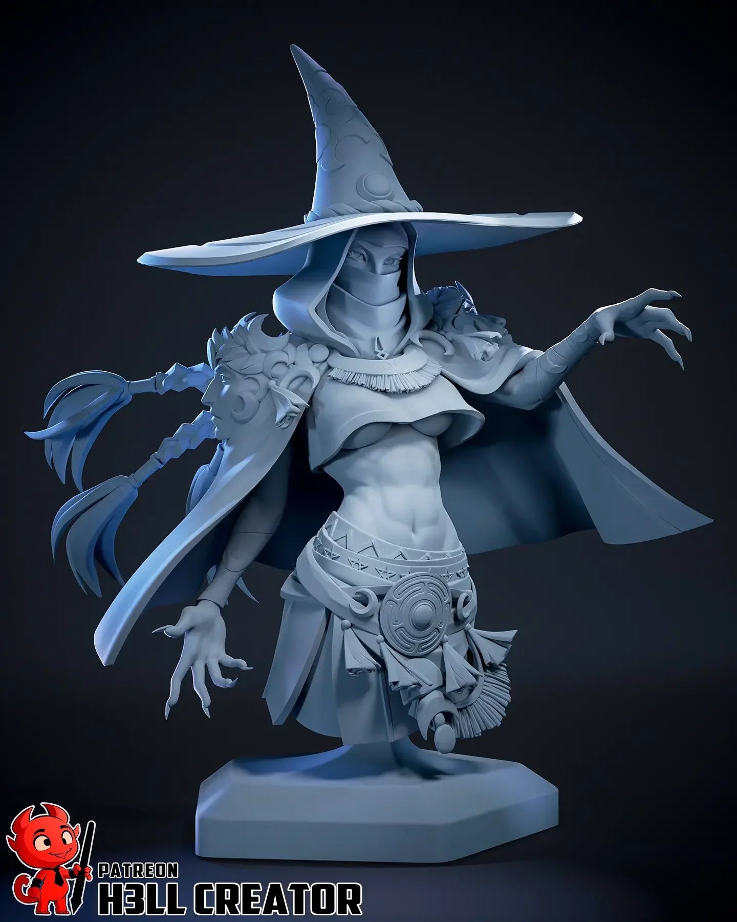 Unpainted resin bust of Hecate witch statue