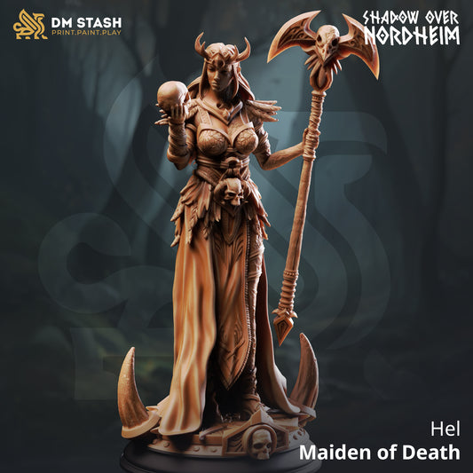 Underworld Goddess Hel resin miniature or bust display model with horned crown and skull armor