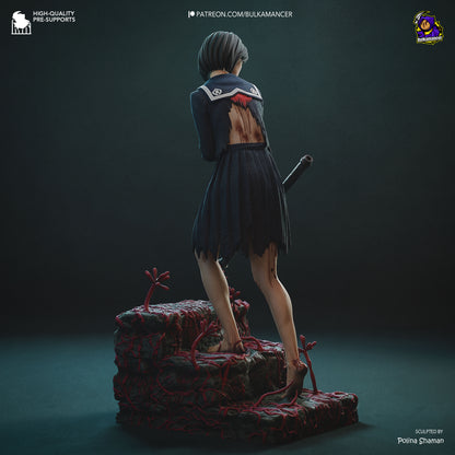 Reflective Ballerina Warrior 3D printed resin figure – 216 mm tall fantasy collectible sculpted by Polina Shaman for Bulkamancer.