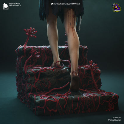 Reflective Ballerina Warrior 3D printed resin figure – 216 mm tall fantasy collectible sculpted by Polina Shaman for Bulkamancer.