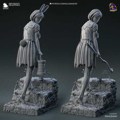 Reflective Ballerina Warrior 3D printed resin figure – 216 mm tall fantasy collectible sculpted by Polina Shaman for Bulkamancer.