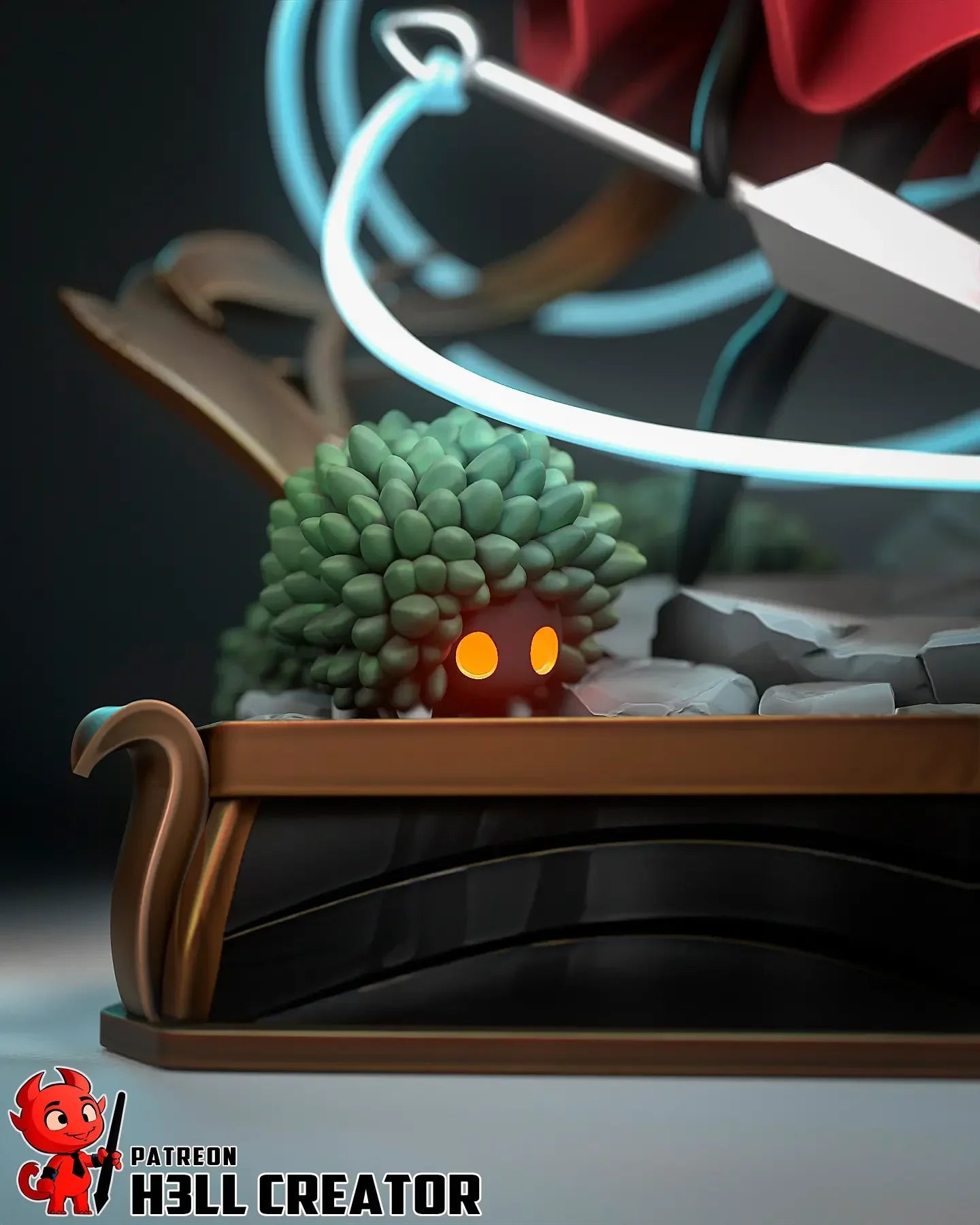 Detail shot of glowing bush creature on Hornet base