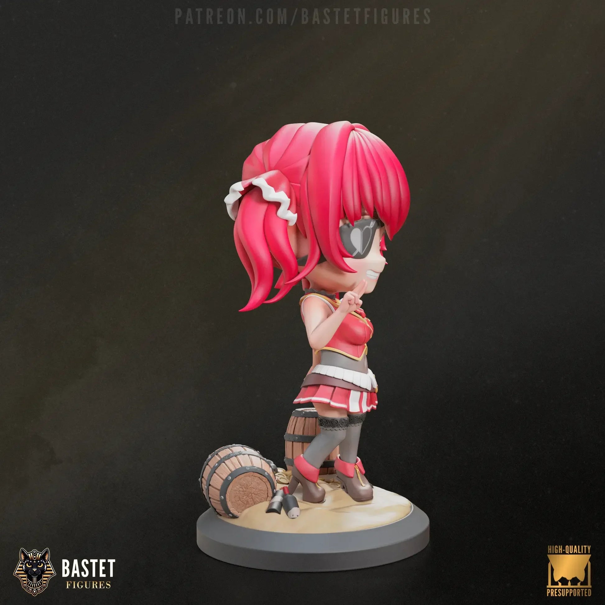 Rear angle of painted Houshou Marine with twin tails and treasure base