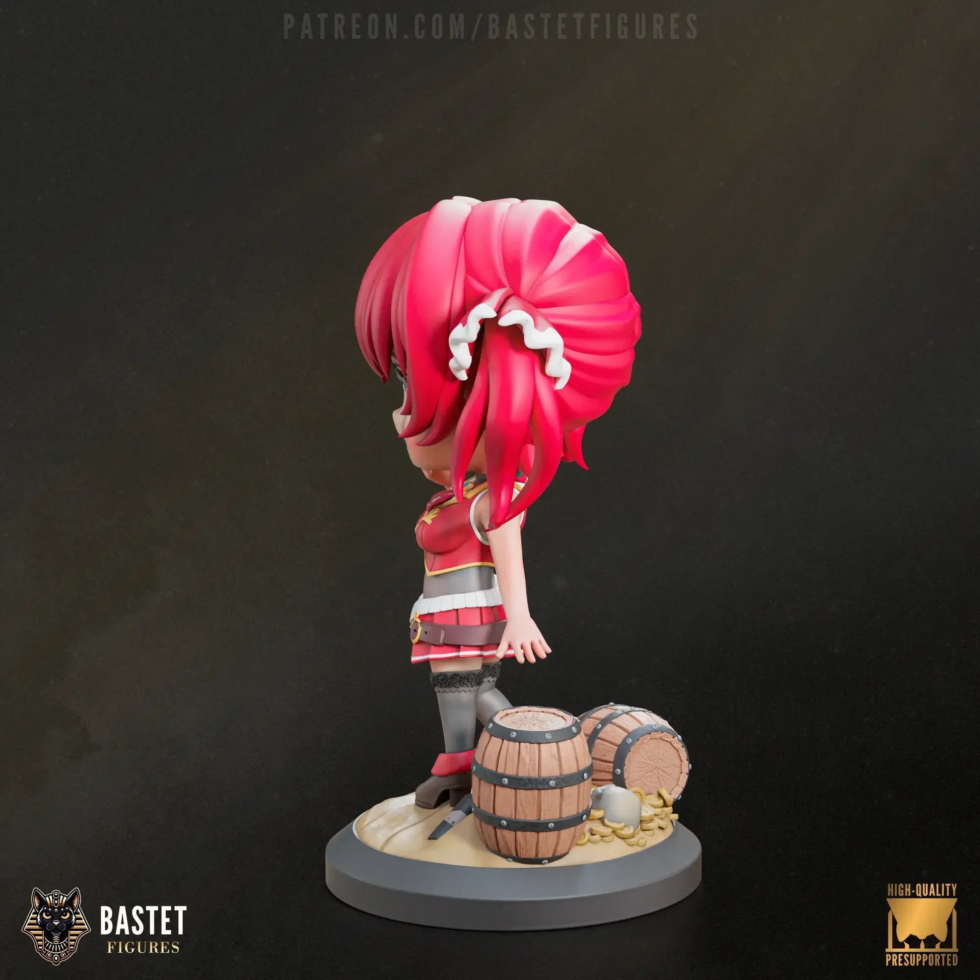 Straight-on painted view of Houshou Marine with heart eyepatch and pirate outfit