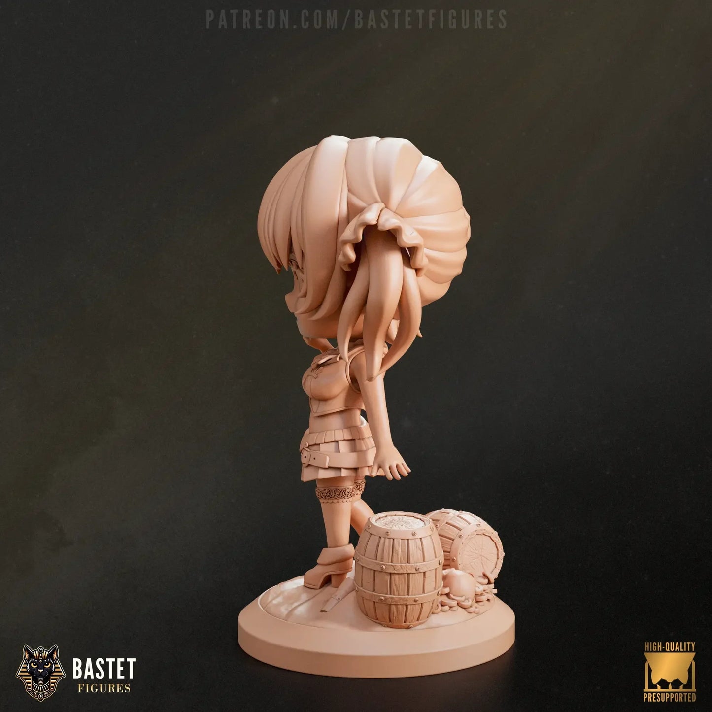 Left side of raw resin Houshou Marine print, unpainted chibi version
