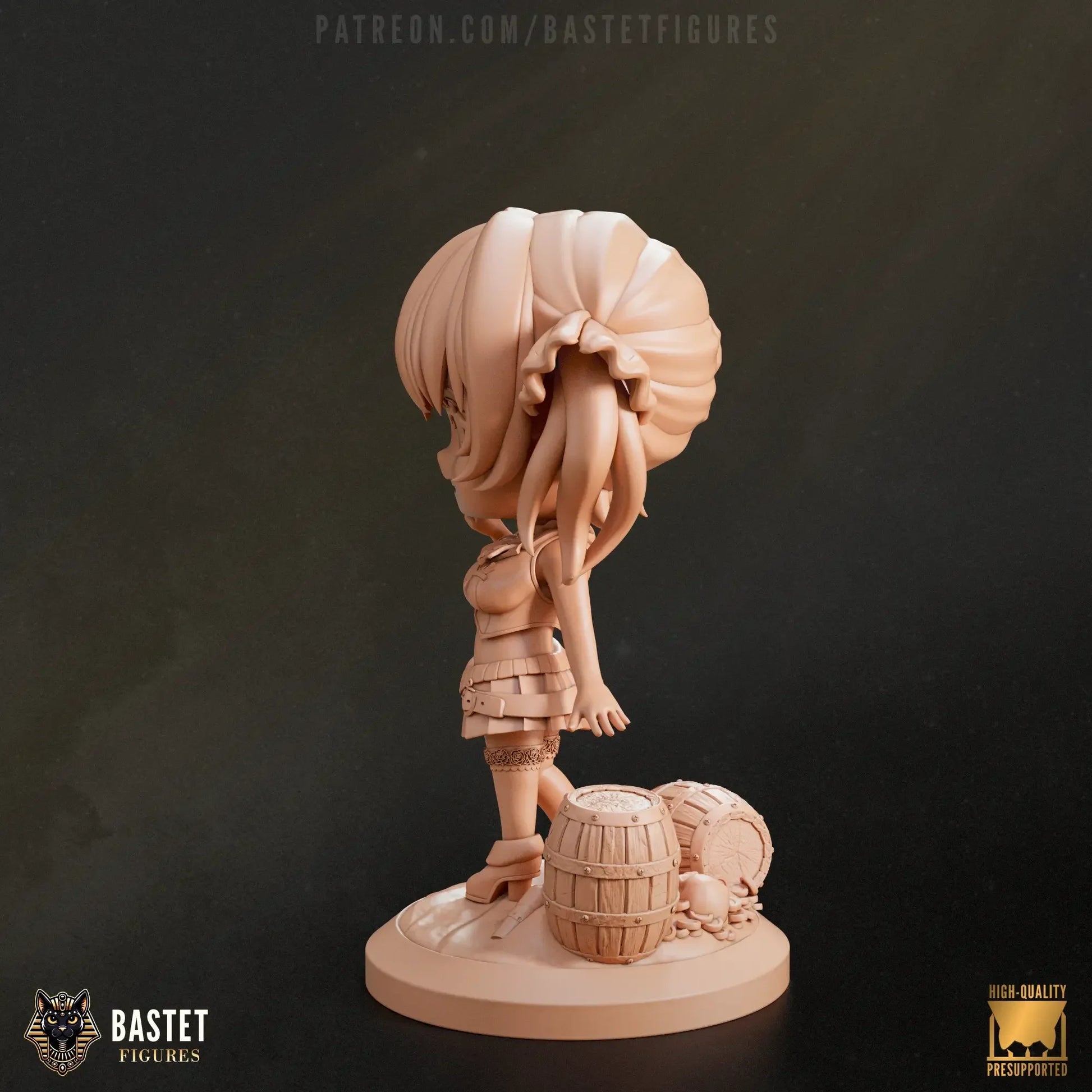 Left side of raw resin Houshou Marine print, unpainted chibi version