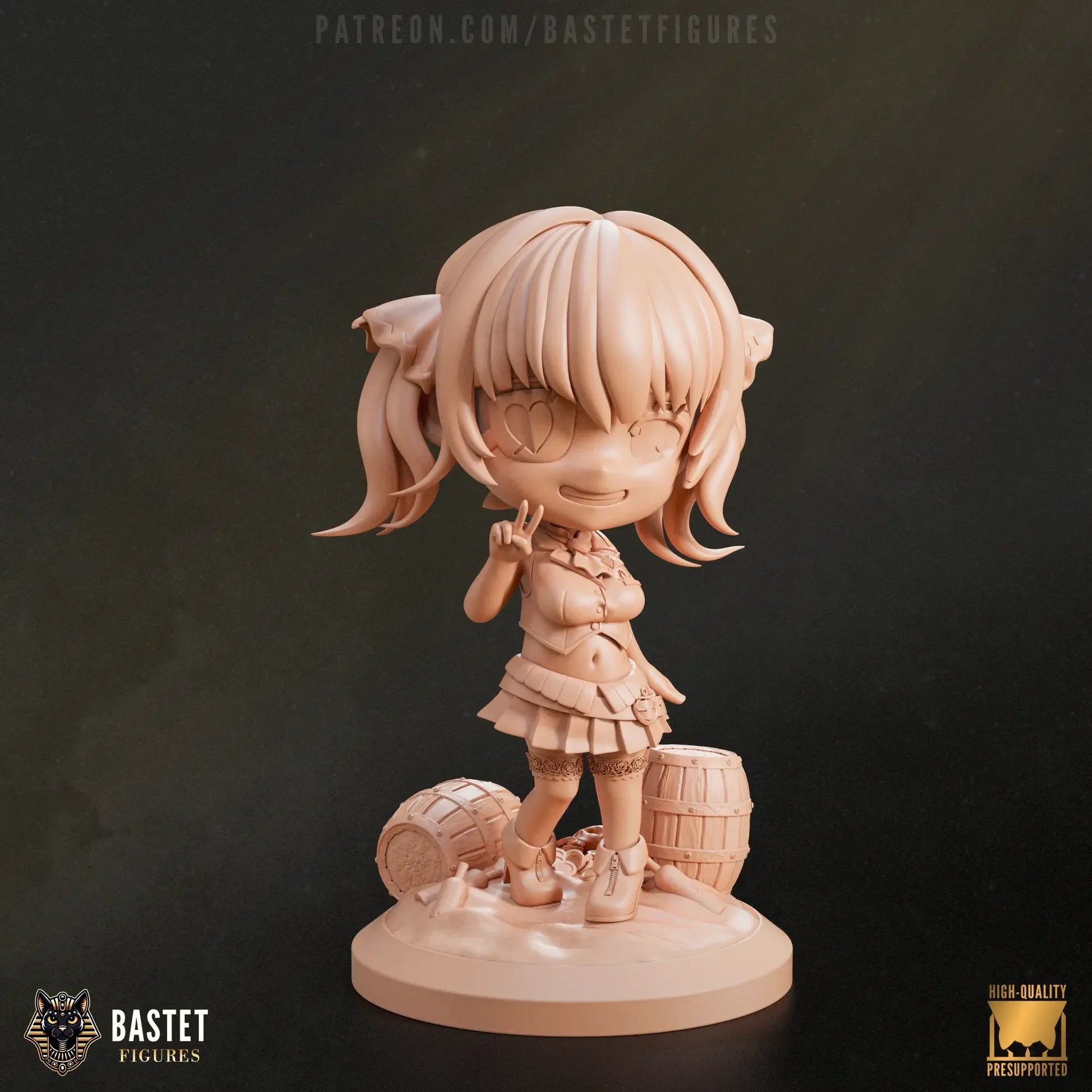 Front-facing clay print of Houshou Marine with detailed chibi styling
