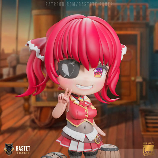 Front angle of fully painted Houshou Marine chibi with peace sign and vibrant colors
