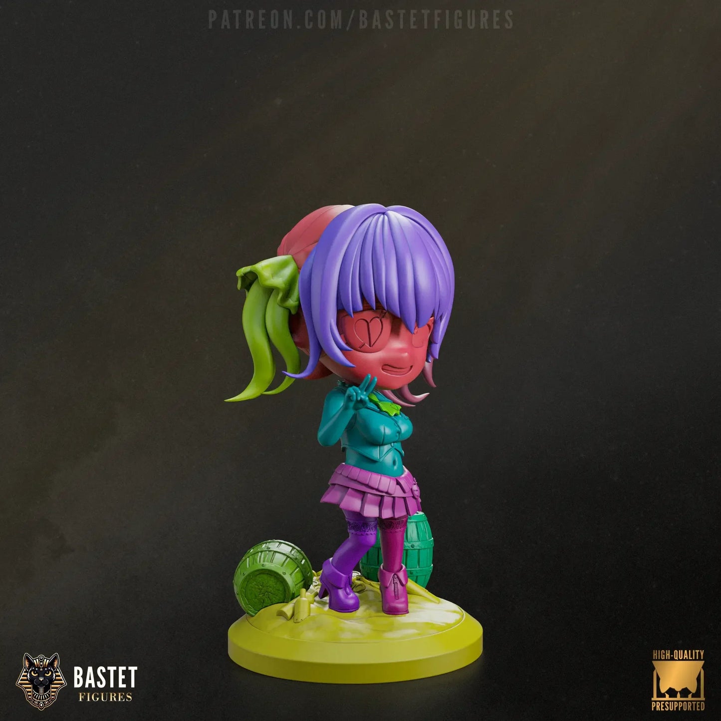 Color-coded breakdown of Houshou Marine chibi showing limbs, head, and accessories