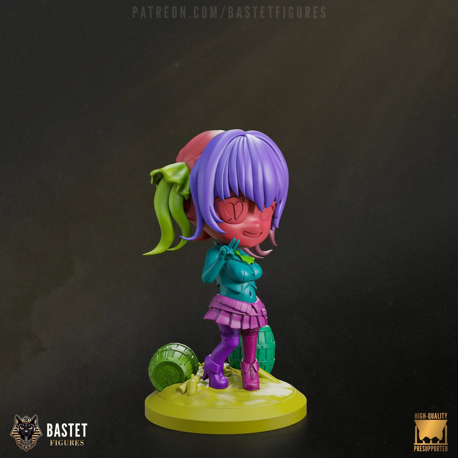 Color-coded breakdown of Houshou Marine chibi showing limbs, head, and accessories