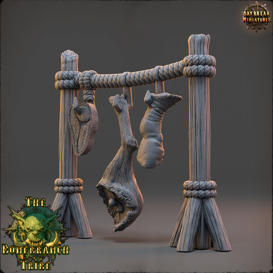 Percha de carne humana – Tribu Bonebranch (32 mm y 54 mm) para escenografía de juegos de rol y guerra