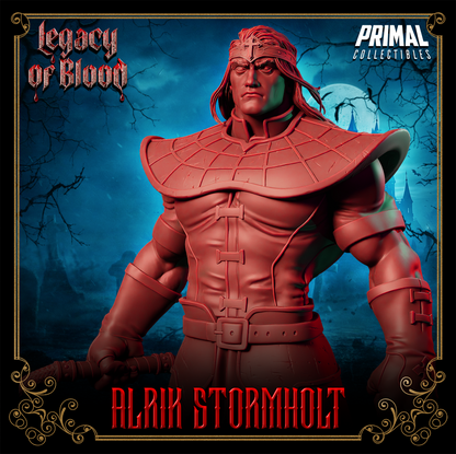 Alrik Stormholt Legacy of Blood resin miniature – 32mm and 75mm scales – detailed 3D printed fantasy figure – tabletop RPG collectible