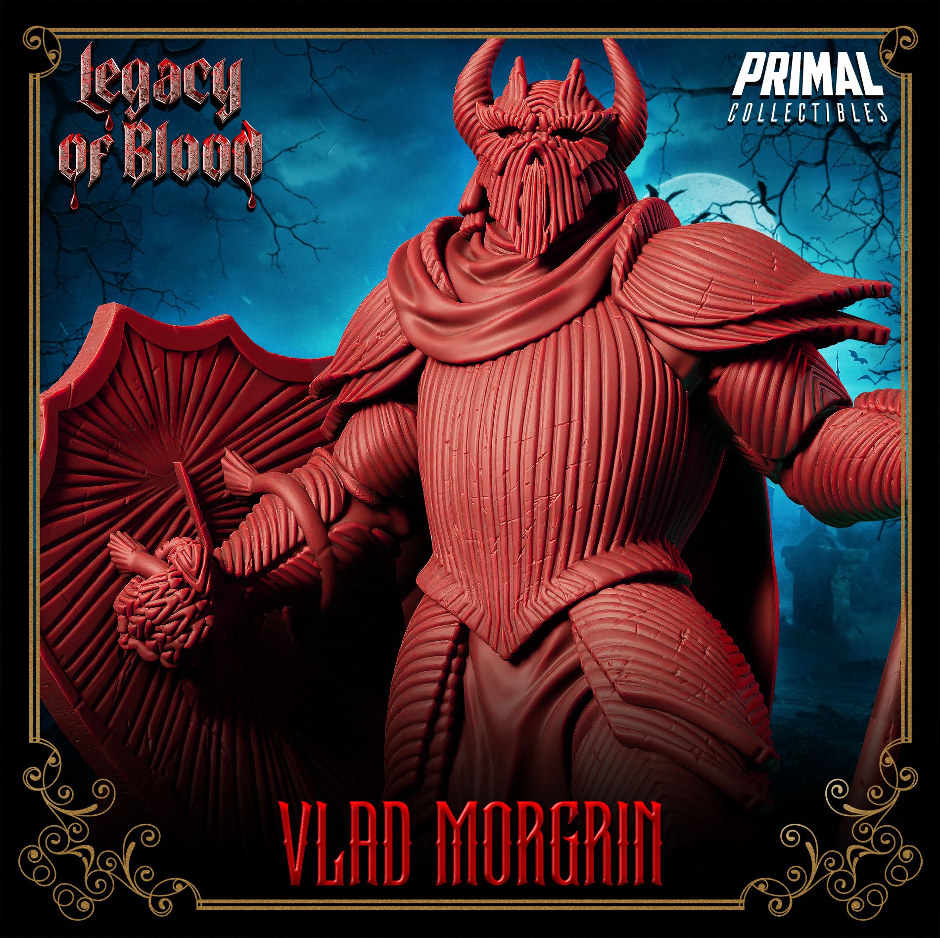 Vlad Morgrin close-up of helmeted head and chest armor