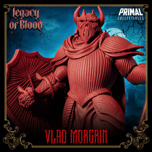 Vlad Morgrin close-up of helmeted head and chest armor