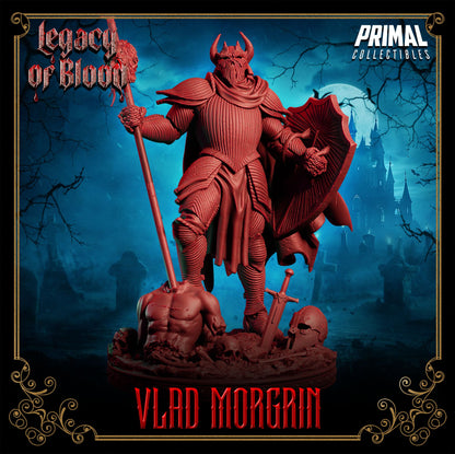 Statue of Vlad Morgan from Primal Collectibles with a dark, spooky background.