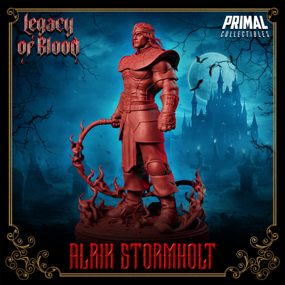Alrik Stormholt Legacy of Blood resin miniature – 32mm and 75mm scales – detailed 3D printed fantasy figure – tabletop RPG collectible