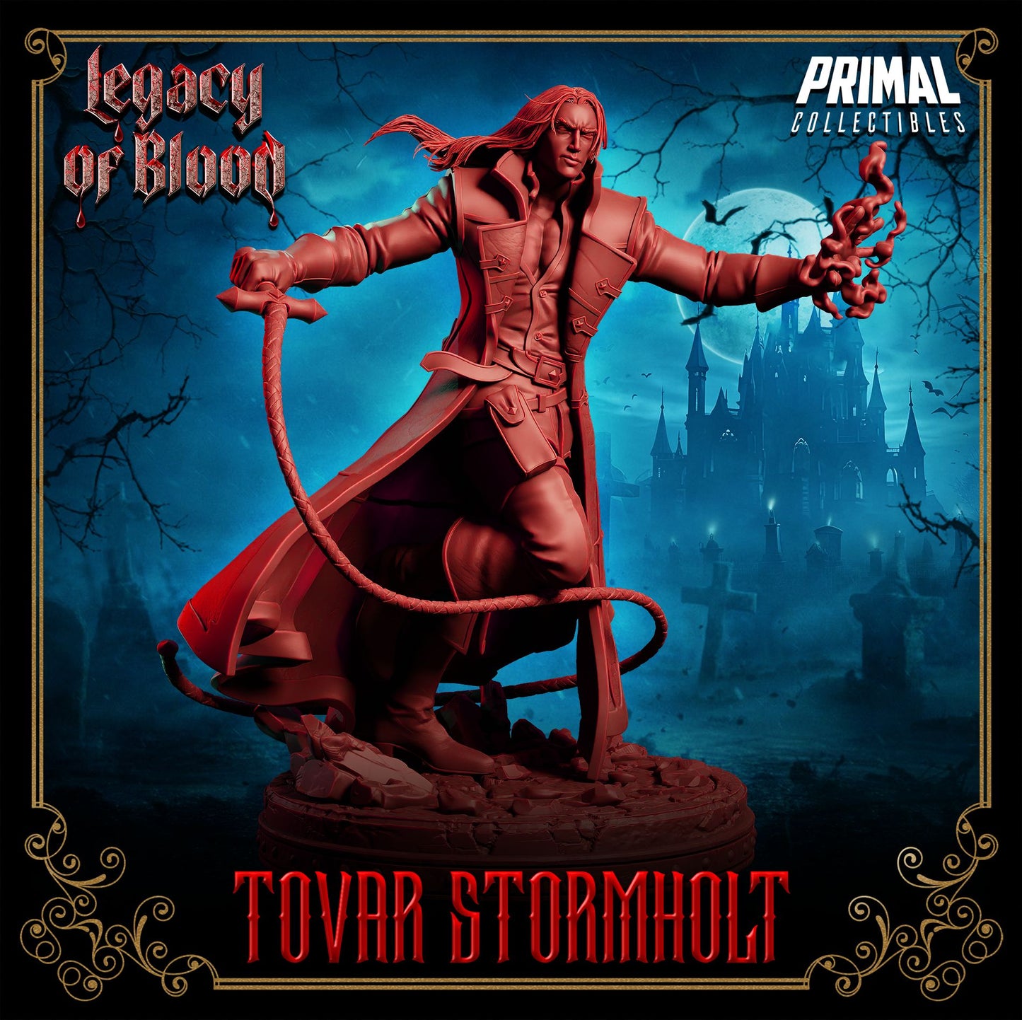 Tovar Stormholt 3D printed miniature from Legacy of Blood line, available in 32mm, and 75mm. Resin model for painting and collecting