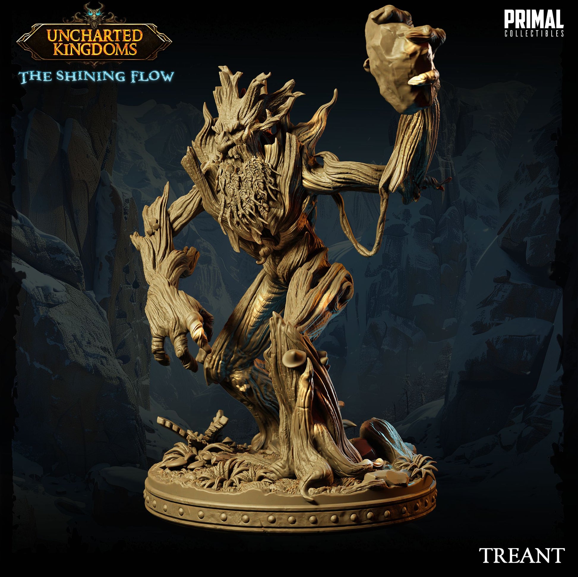 action pose holding boulder, ideal for boss encounter in TTRPG campaigns