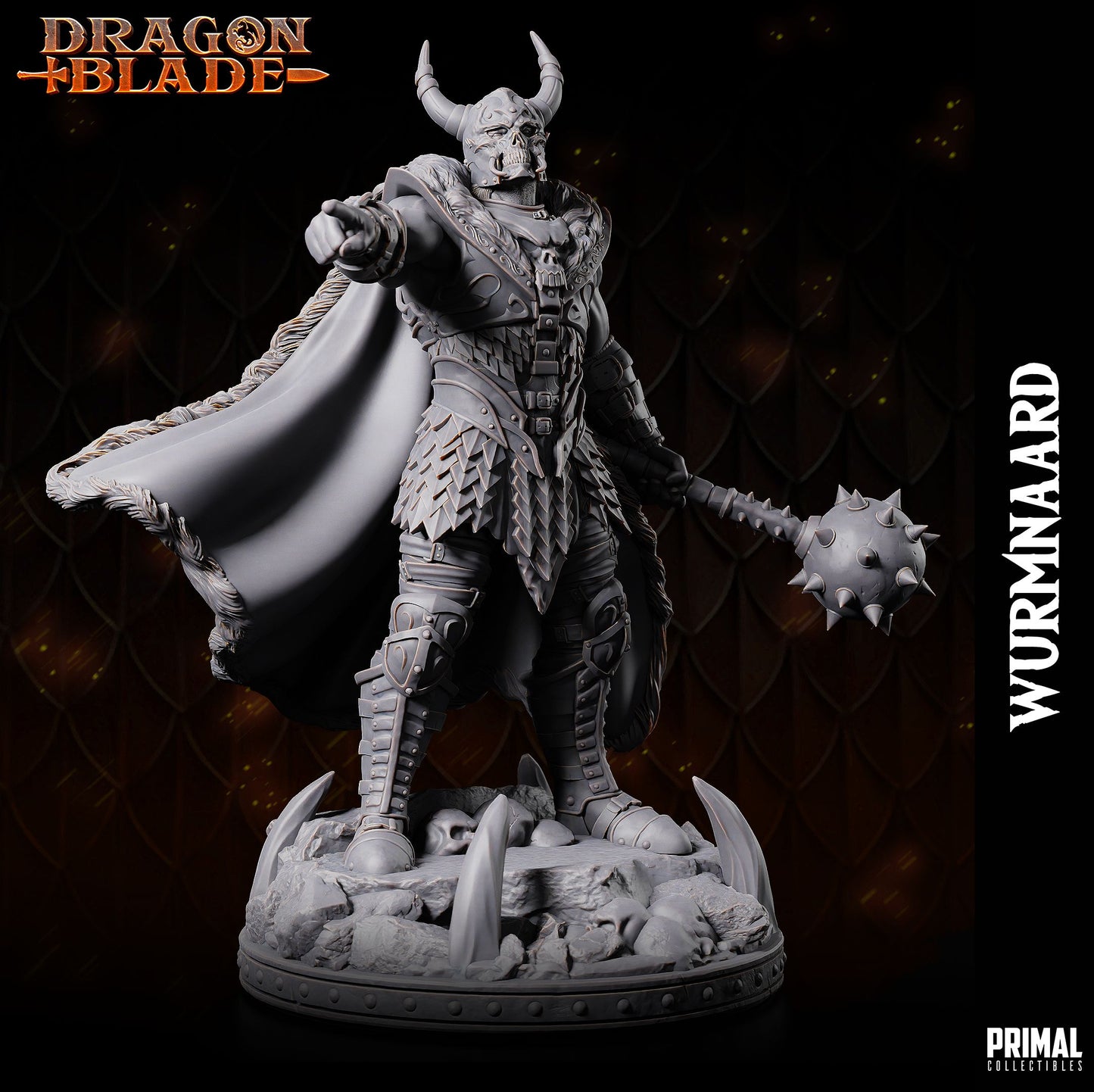 Highlord Boss Wurmnaard 3D printed resin miniature – Dragonblade Masters of Dungeons Quest – 32mm and 75mm scale TTRPG boss figure