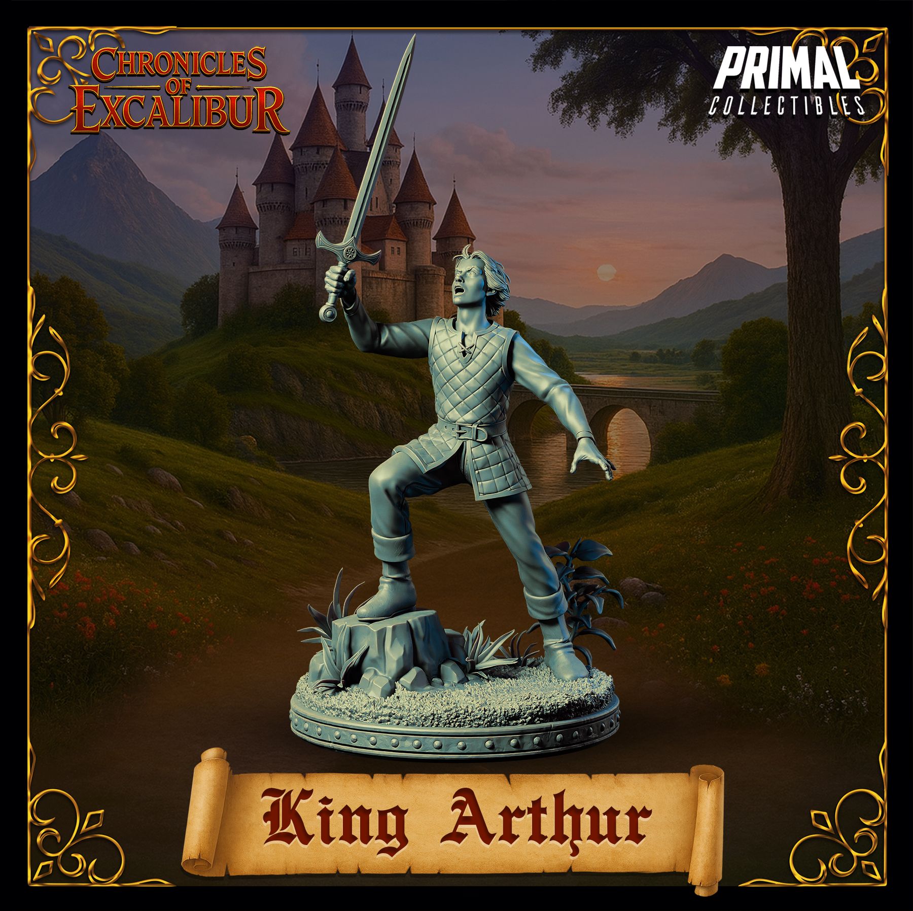 Young King Arthur resin figure from the Chronicles of Excalibur line sculpted for painters and fans of Arthurian fantasy by D&K Custom Prints