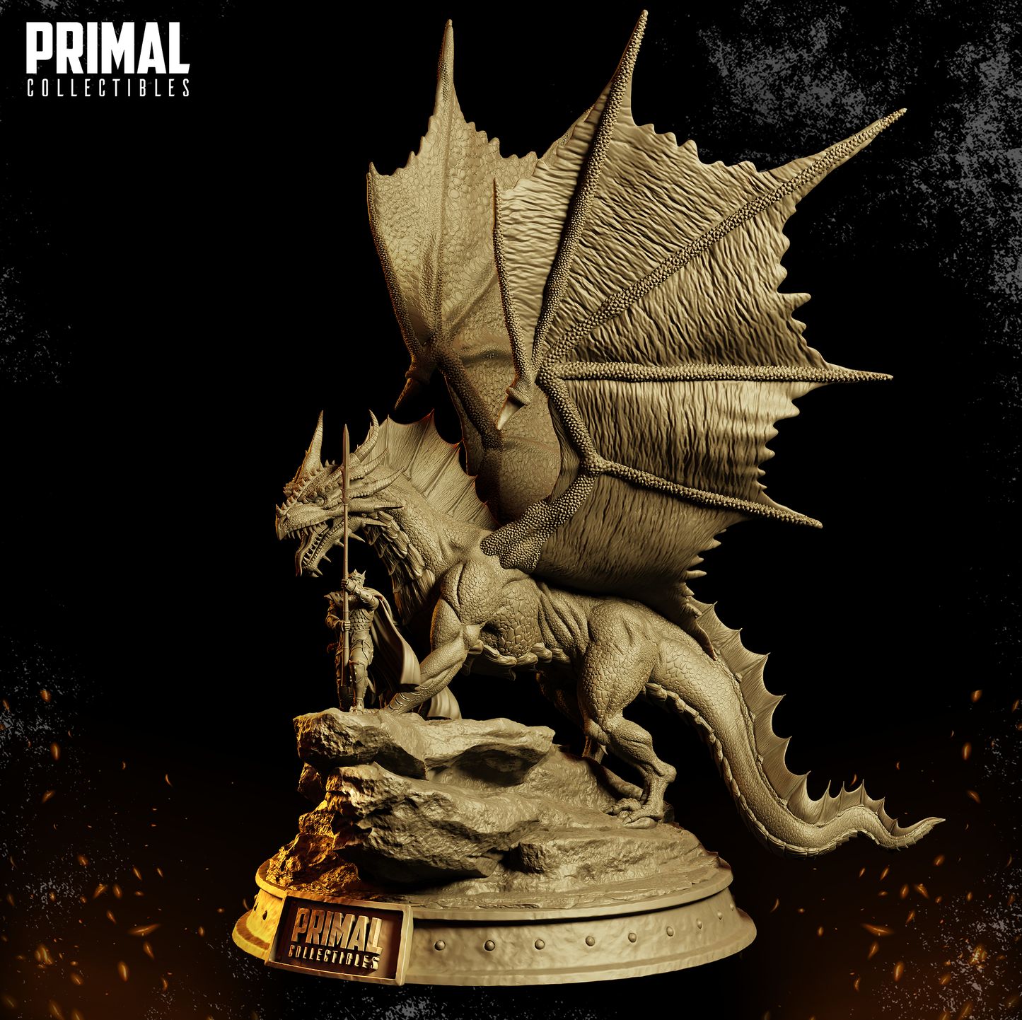 Diorama de Hermanos y Dragón: Escena de fantasía legendaria de PRIMAL Collectibles