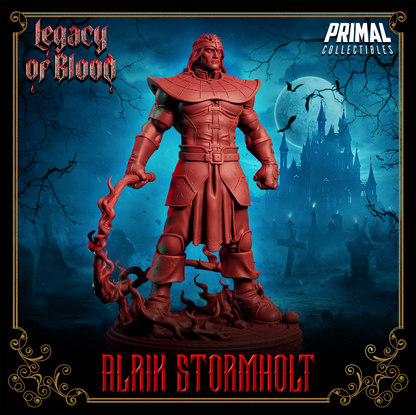 Alrik Stormholt Legacy of Blood resin miniature – 32mm and 75mm scales – detailed 3D printed fantasy figure – tabletop RPG collectible
