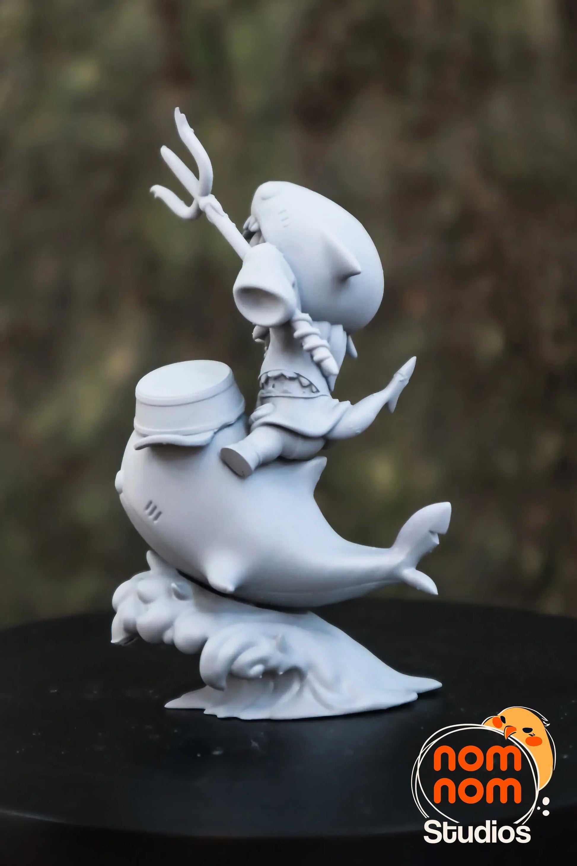 Gray resin Chibi Gawr Gura figure unpainted rear view