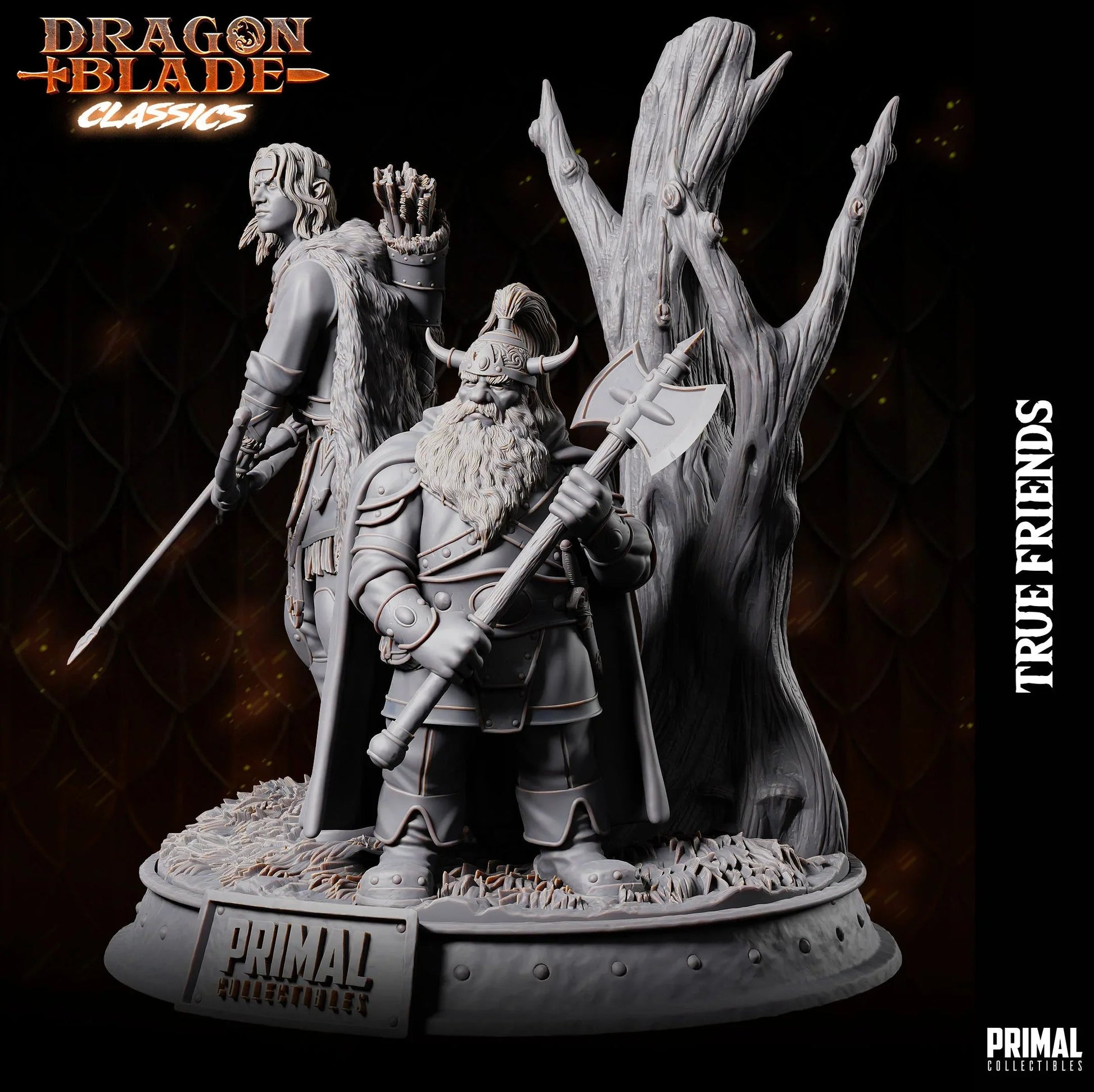 High-detail view of True Friends Diorama display base and figures
