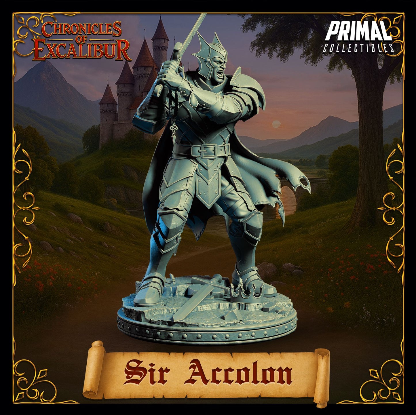 Sir Accolon evil knight resin figure with detailed armor by D&K Custom Prints