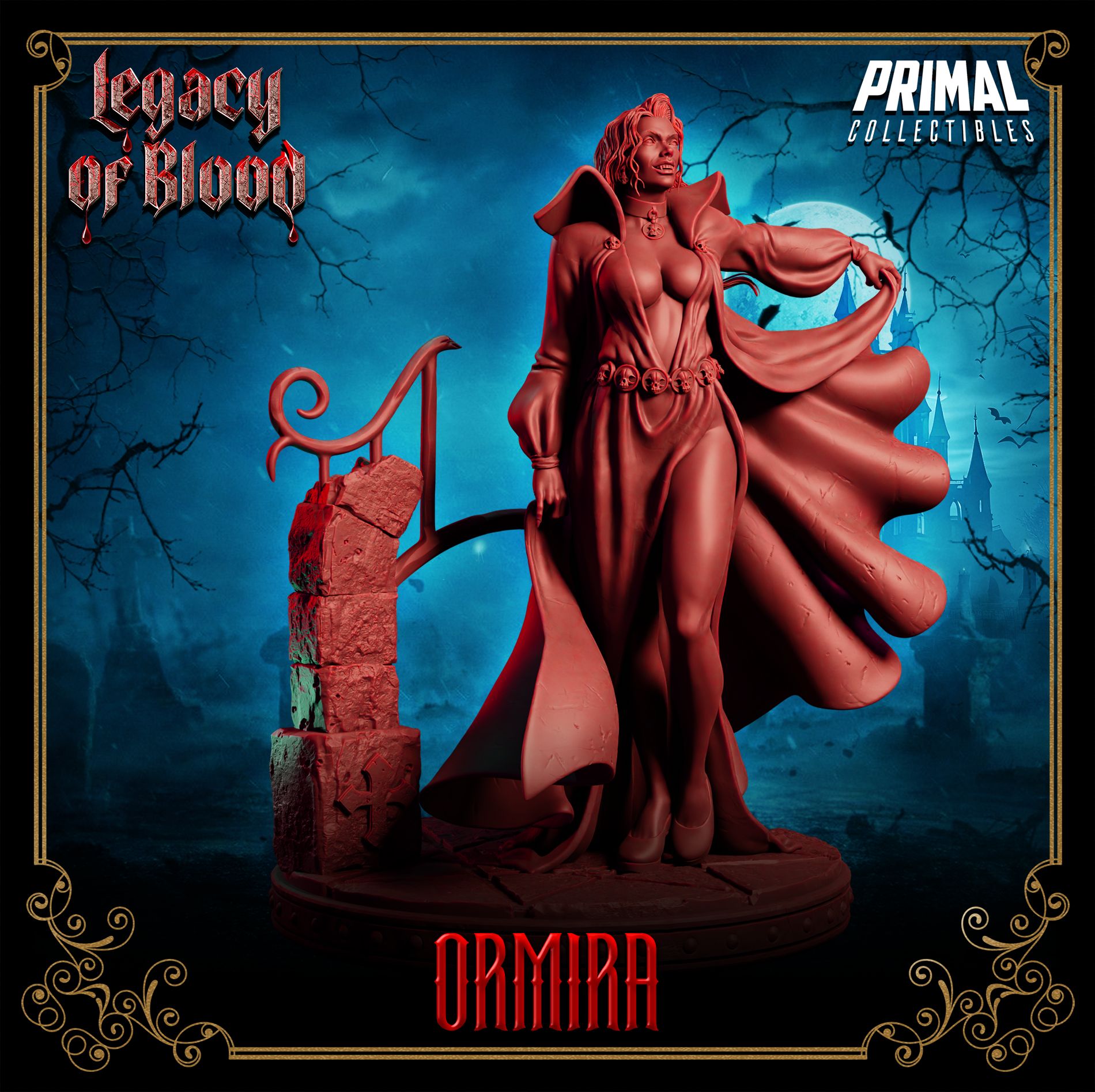 Darklord Ormira resin miniature, vampire boss figure for D&D and tabletop RPGs – 32mm or 75mm – Legacy of Blood – D&K Custom Prints