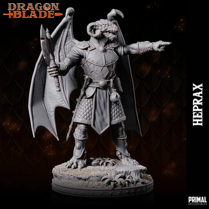 Herpax Draconian Fighter miniature – 3D printed dragonkin warrior from Dragonblade series for D&D, Pathfinder, and fantasy tabletop RPGs.