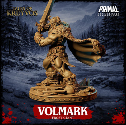 Frost Giant statue from Primal Collectibles with a snowy mountain background
