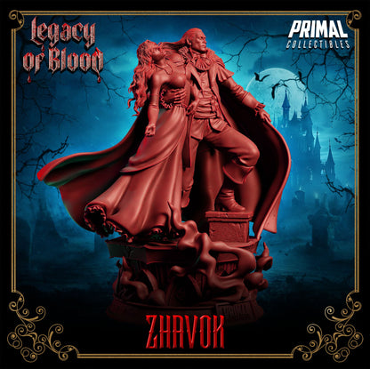 Zhavok Vampire Lord resin miniature – undead boss villain with enthralled victim for D&D, Pathfinder and tabletop RPG campaigns – paintable resin figure