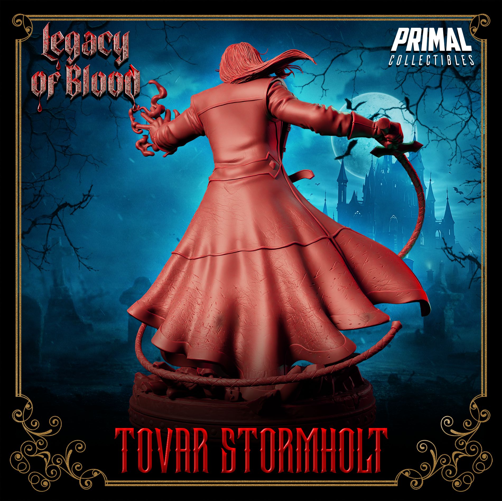 Tovar Stormholt 3D printed miniature from Legacy of Blood line, available in 32mm, and 75mm. Resin model for painting and collecting