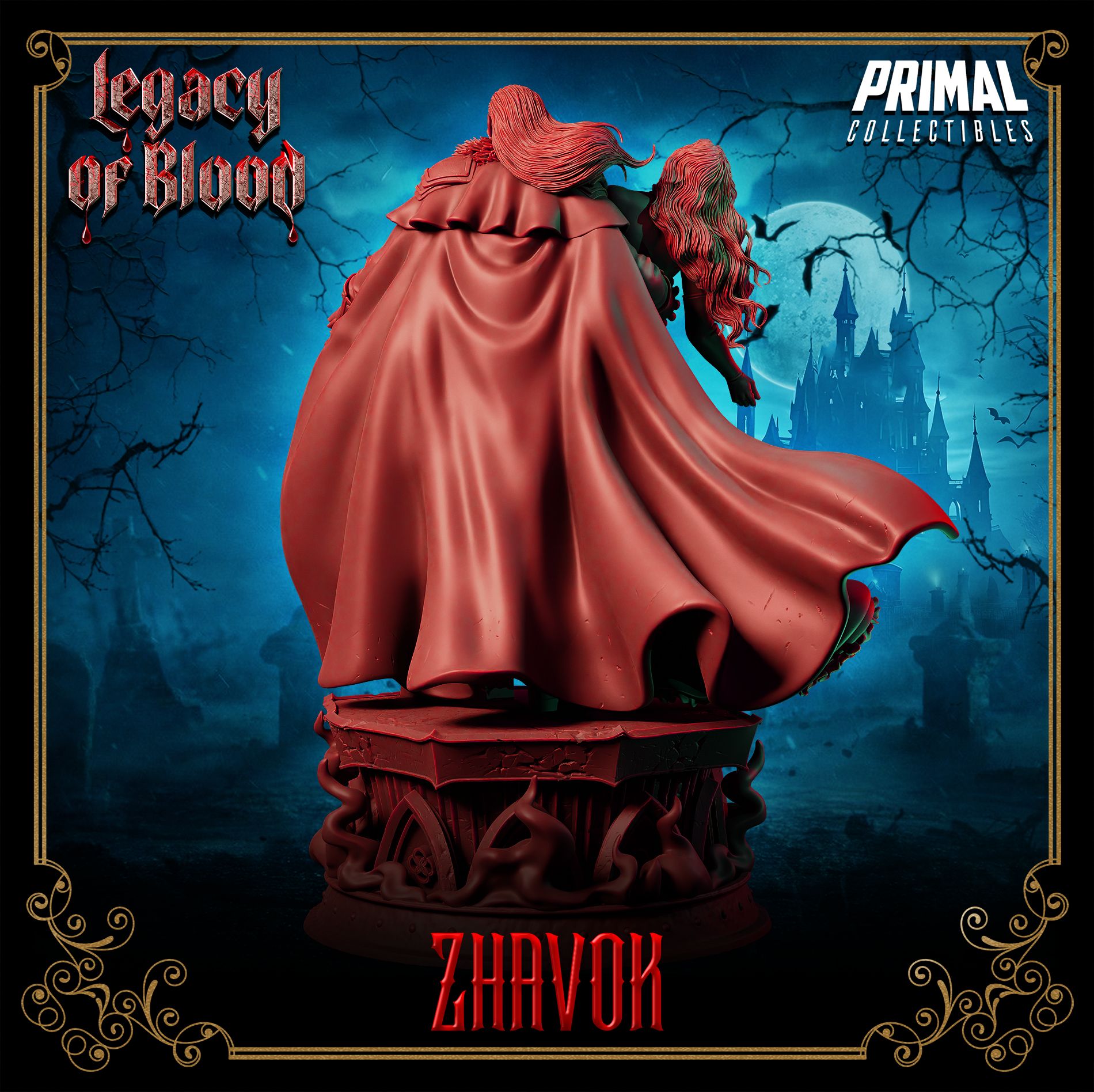 Zhavok Vampire Lord resin miniature – undead boss villain with enthralled victim for D&D, Pathfinder and tabletop RPG campaigns – paintable resin figure