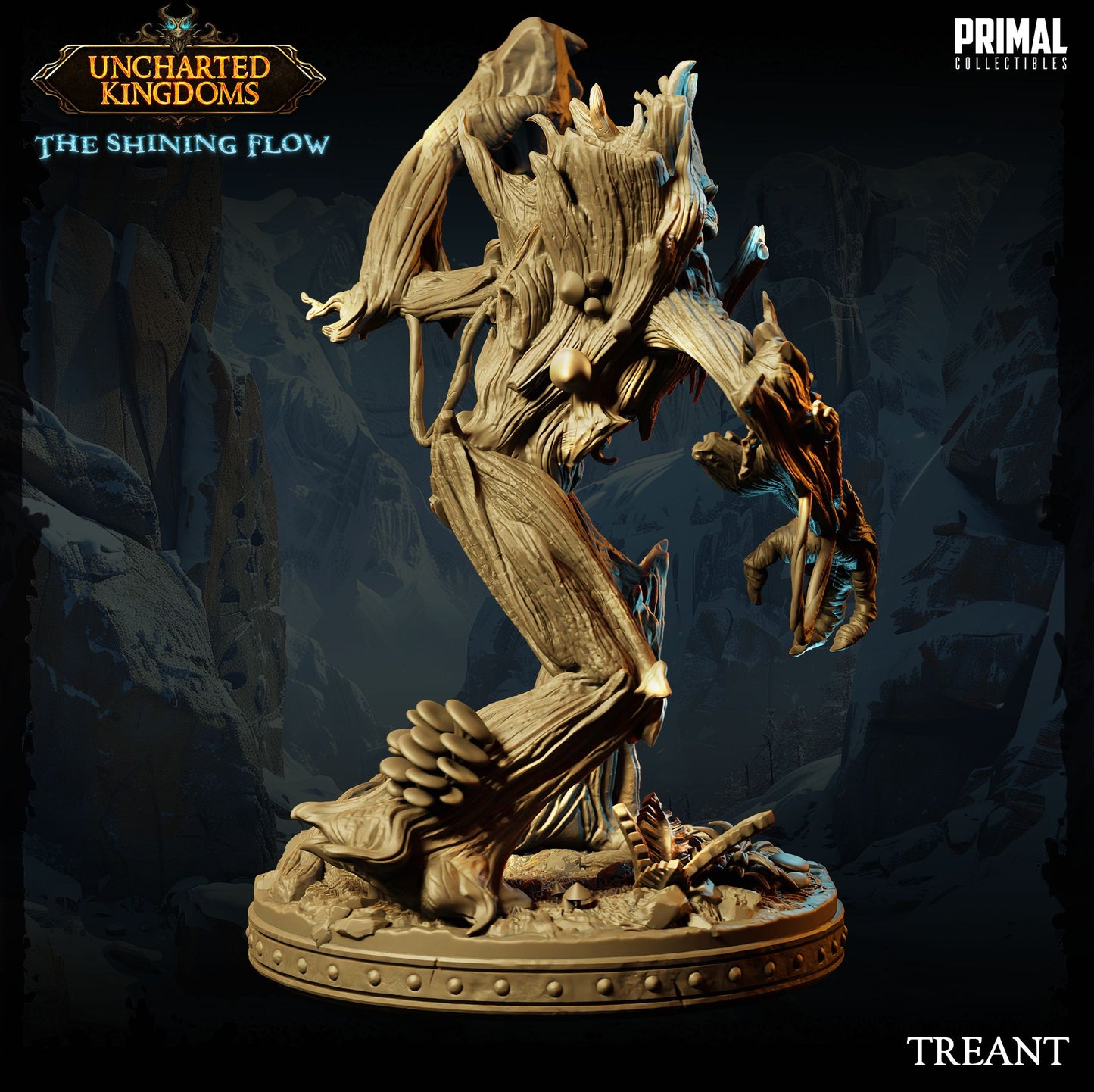 back sculpt with bark texture, foliage, and twisted wood limbs